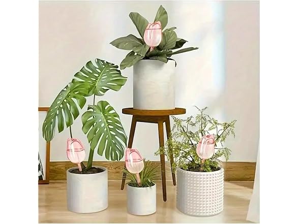 Generic GAR-34 4pcs Tulip Watering Globes, Pink