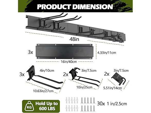 48" Garage Tool Organizer 600lbs