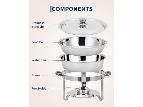 PrecisionAuto 2pcs Commercial-Grade Stackable Chafing Dish - 5QT