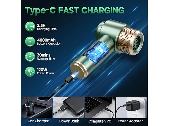 JONYJ W0603 Handheld Car Vacuum Cleaner 16000PA