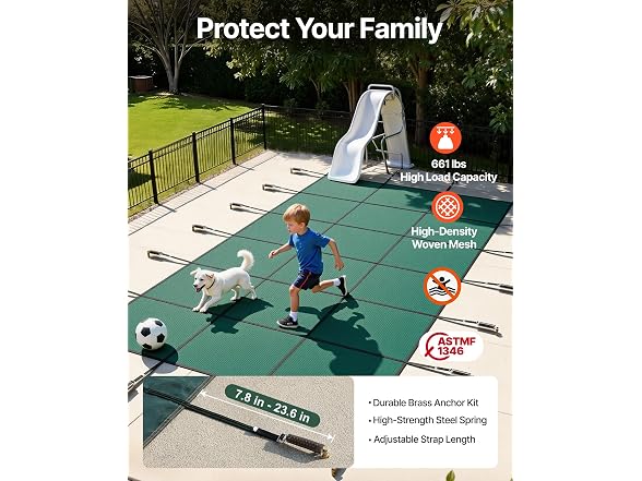 Pool Safety Cover Fits 16x30ft Rectangle