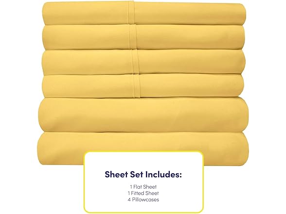 Full 6pc Microfiber Sheet Set Yellow