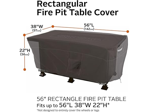 56 Inch Rectangular Fire Pit Table Cover