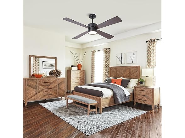 Parrot Uncle Ceiling Fan w/ Lights & Remote, 52" Black