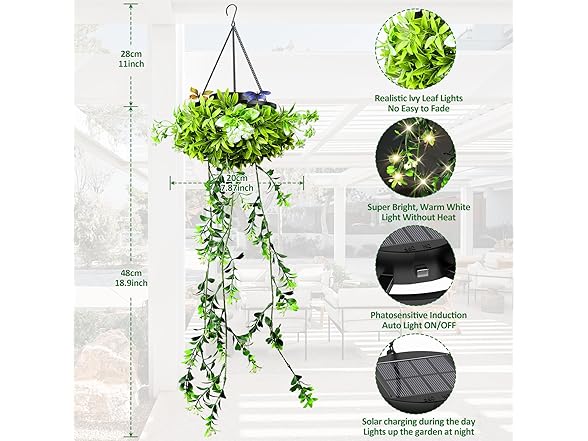 KagoLing Solar Lanterns Hanging Fake Plants