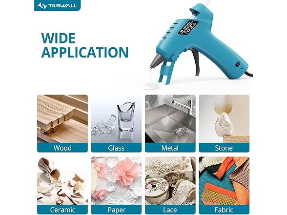 Tilswall Hot Glue Gun Kit with 30 Glue Sticks Blue