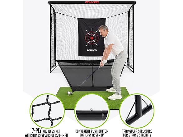 ZEALFEEL Golf Simulator Enclosure Net 8x8ft