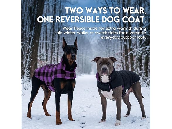 ASENKU Dog Jacket Plaid Reversible