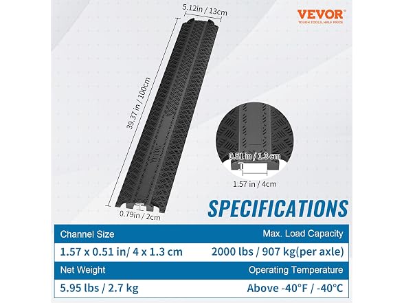 2-Pack Cable Protection Ramps, Supports Up