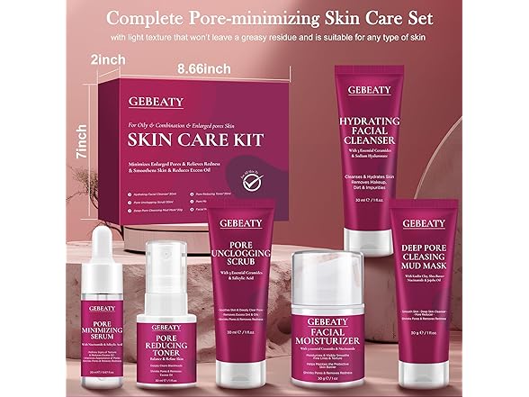 GEBEATY Skin Care Set for Pore Minimizing