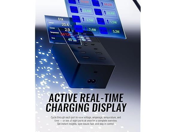 SABRENT 8-Port Charging Station w/ LCD Display