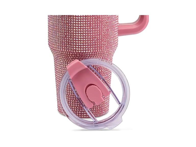 The Memory Company Officially Licensed 40oz Pink Game Day Bling Stainless Steel Tumbler - Premium Insulated Double-Wall Travel Cup With Handle and Straw Lid