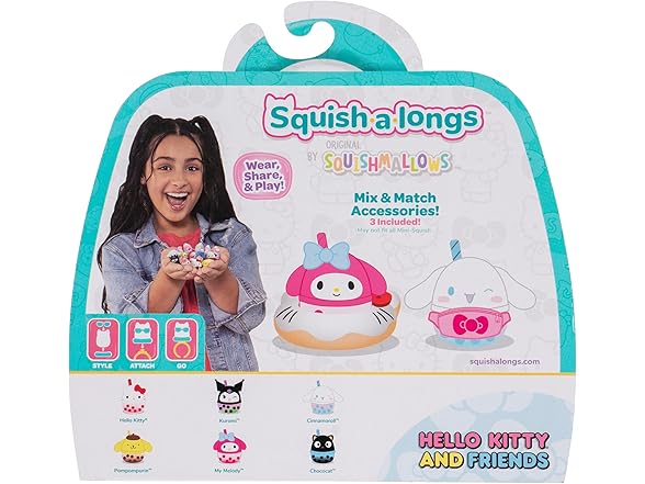 Squish-a-longs Hello Kitty and Friends Boba Mini-Squish 6-Pack