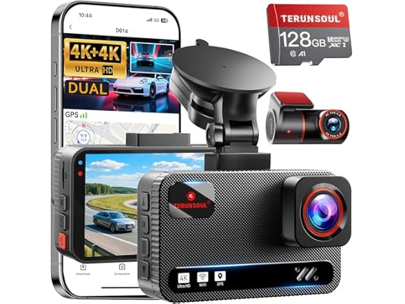 TERUNSOUl 4K Dash Cam Front and Rear