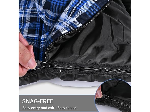 Blue/Black Flannel Queen Size Sleeping Bag