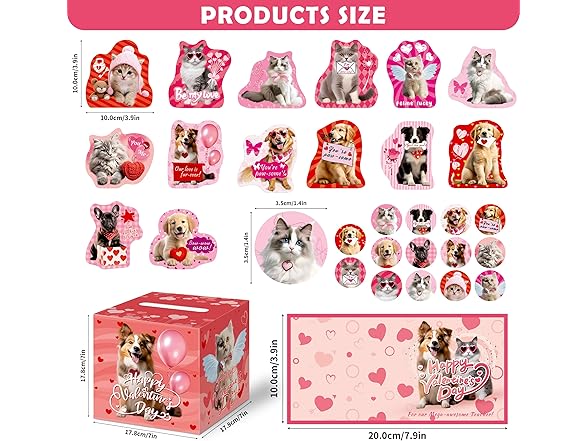 DMHG 42 Pack Pet Valentine's Day Cards