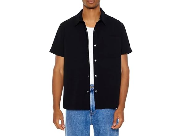 Forever 21 (L) Textured Short-Sleeve Shirt