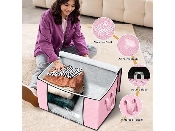 Fab totes 90L Pink 4 Pack Storage Bags