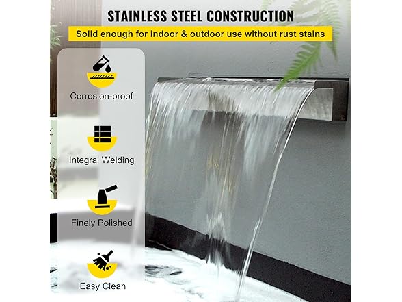 VEVOR Stainless Steel Pool Waterfall