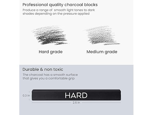 ARTEZA Compressed Charcoal Sticks Set