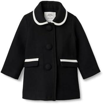 Amazon Essentials x Sofia Grainge Baby Girls' Wool Blend Dress Coat, Black, 18 Months