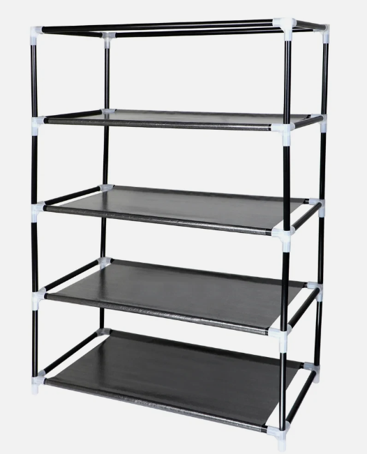 J&V Textiles 682-BK 4 Tier Shoe Rack with Side Pocket - Gallery 9