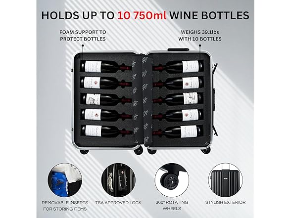 Wine Bottle Suitcase Aluminum (10 Bottles)