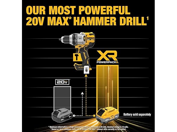 DEWALT DCD1007B 20V MAX XR 1/2 Inch Cordless Hammer Drill