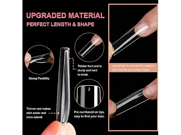 500pcs Extra Long Square Nail Tips