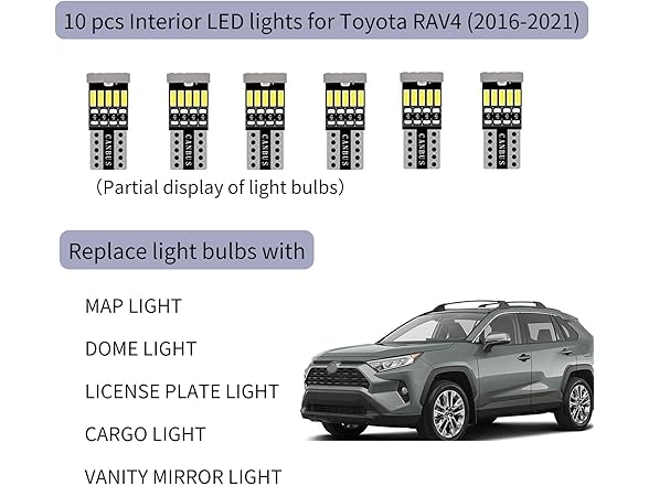 Gy-Adc Gy-Adc 10pcs RAV4 Interior LED
