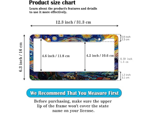 License Plate Frame Starry Night 2Pk