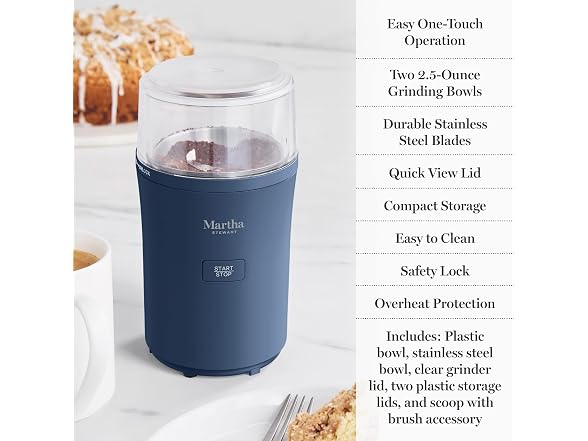 Martha Stewart Electric Coffee & Spice Grinder, Indigo Blue