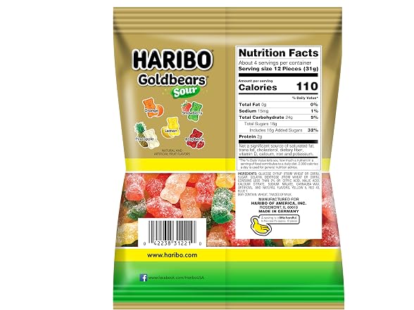 HARIBO Goldbears Sour, Sour Gummy Candy