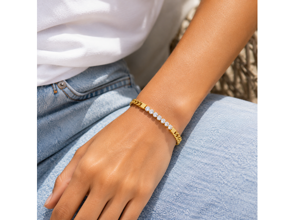 18K Gold Plated Cuban Link CZ Bracelet