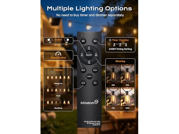 Minetom 152FT Outdoor String Lights with Remote