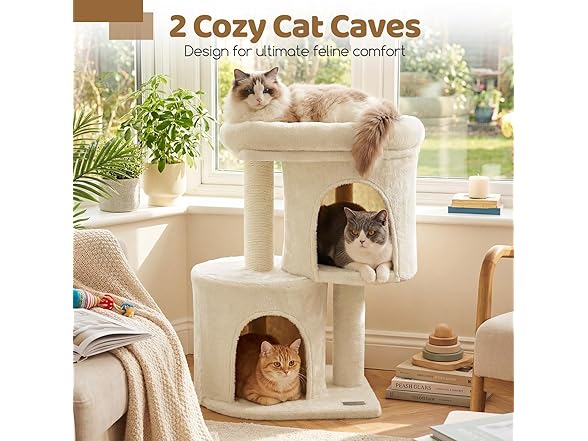 DORTALA Cat Tree for Indoor Cats, 26-Inch Beige
