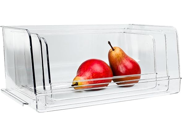 SIMPLEMADE Clear Refrigerator Organizer Bins Pack of 3
