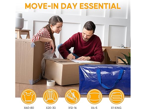 HealSmart 12 Pack Oversized Heavy Duty Moving Bags