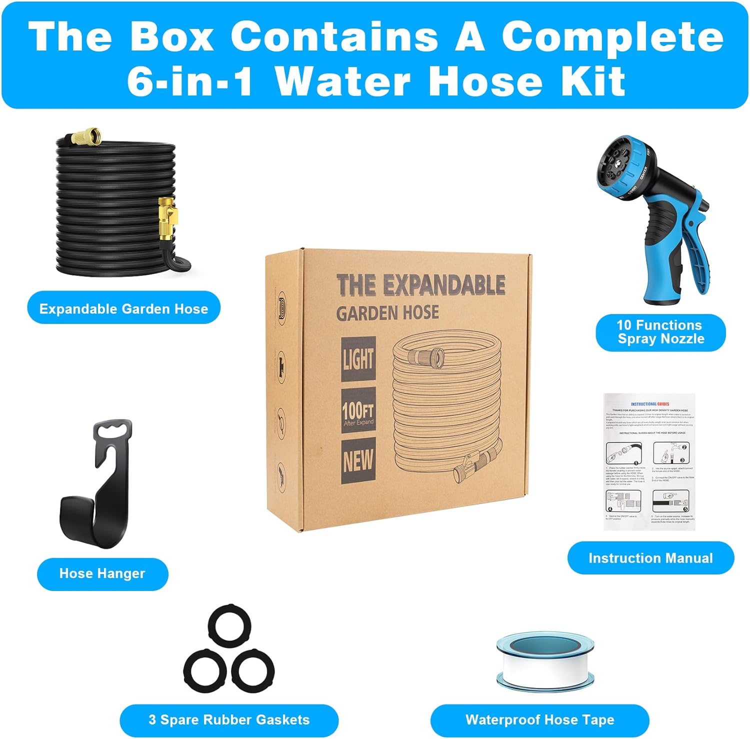 100FT Expandable Garden Hose with Nozzle - Gallery 7