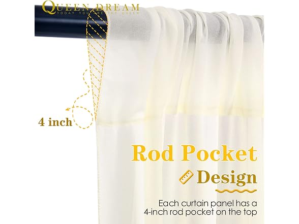 QueenDream Ivory Chiffon Wedding Backdrop 10x8ft