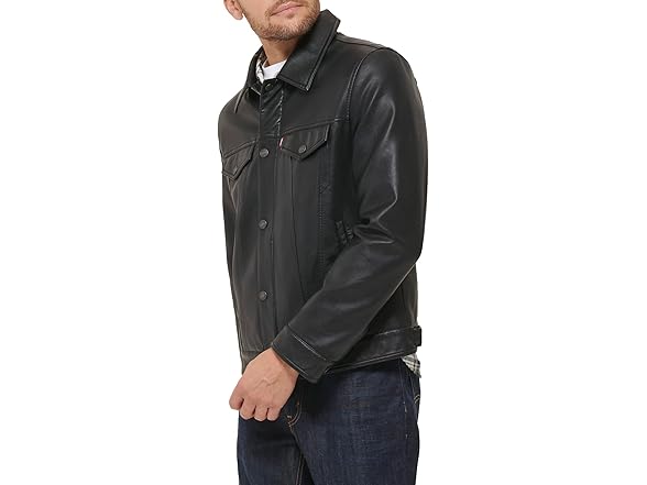 Levis Mens Faux Leather Trucker (2X & 3X)