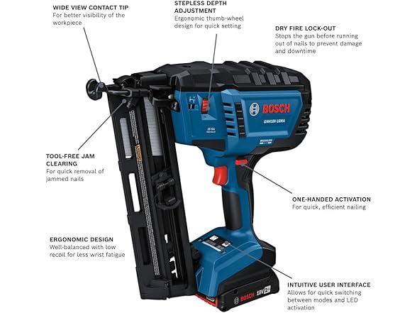 Bosch GNH18V-16MAB12-RT 18V 16GA Finish Nailer Kit