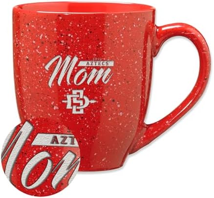 Rico Industries NCAA San Diego State Aztecs - SDSU Mom 16 oz Team Color Laser Engraved Speckled Ceramic Coffee Mug