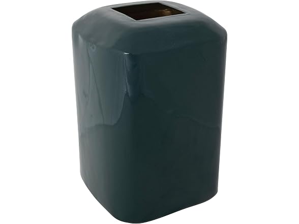 Creative Co-Op Square Enameled Metal Vase, Green Finish