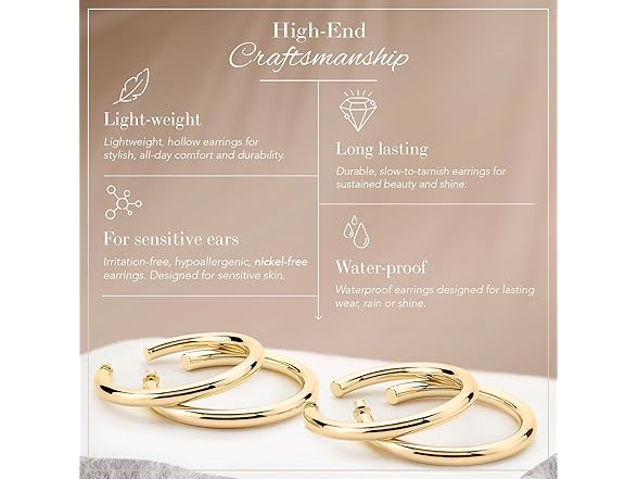 Claro Clivo Yellow Gold Hoop Earrings 50MM