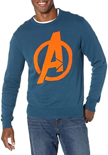 Amazon Essentials Disney | Marvel | Star Wars Men's Crew Sweaters, Avengers Logo - Mens, Large