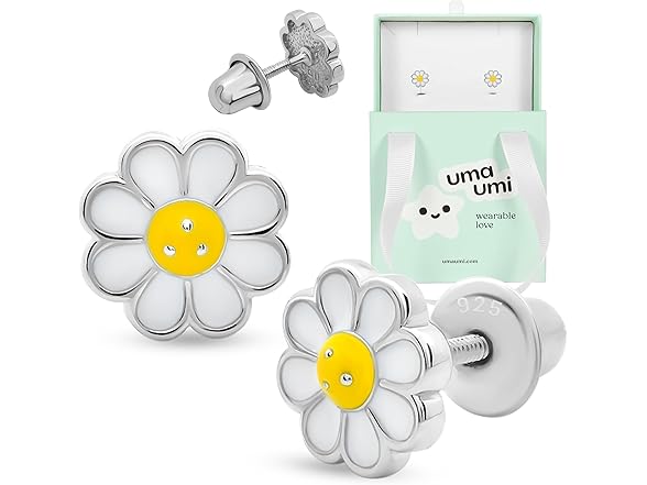 UmaUmi 925 Sterling Daisy Studs Girls