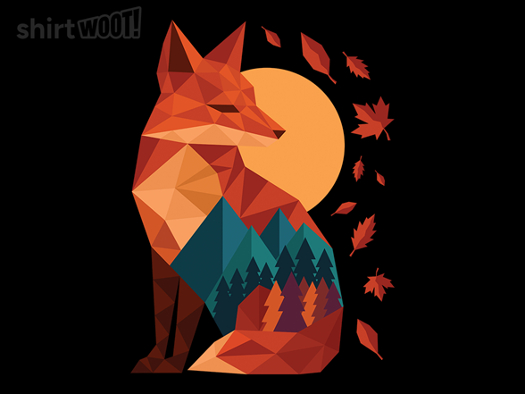 Geometric Fox Under Autumn Moon