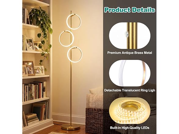 Bairth Gold Floor Lamp with 3 Lights