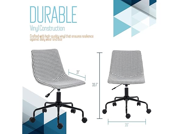 Armless Office Desk Chair in Vinyl Print